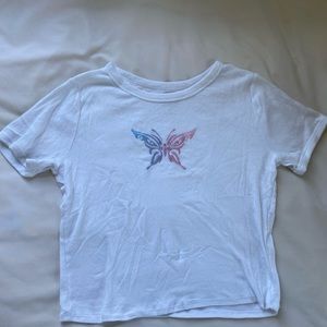Cropped ribbed butterfly tee